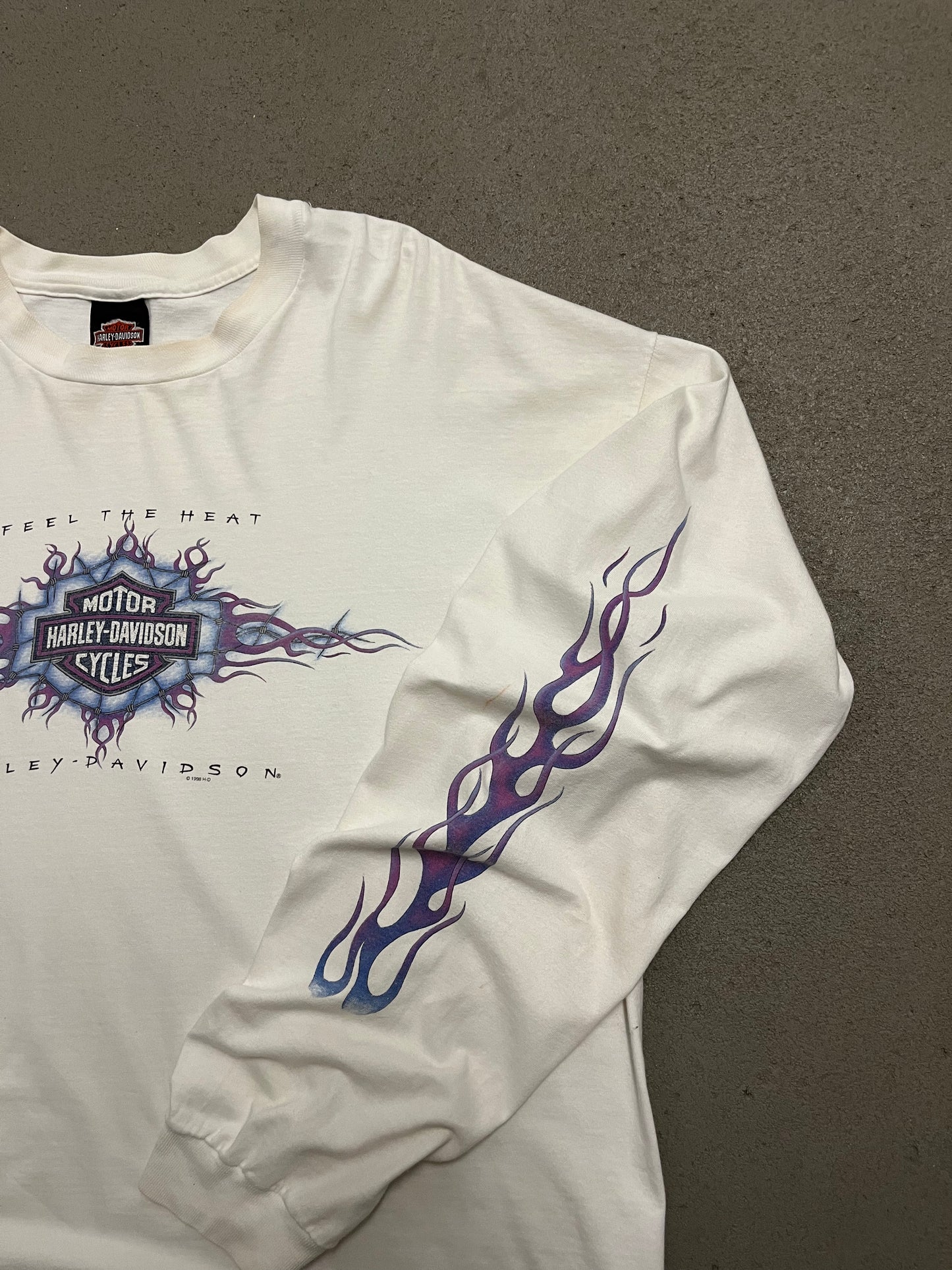 Vintage 1995 White Purple Harley Davidson Longsleeve - XL