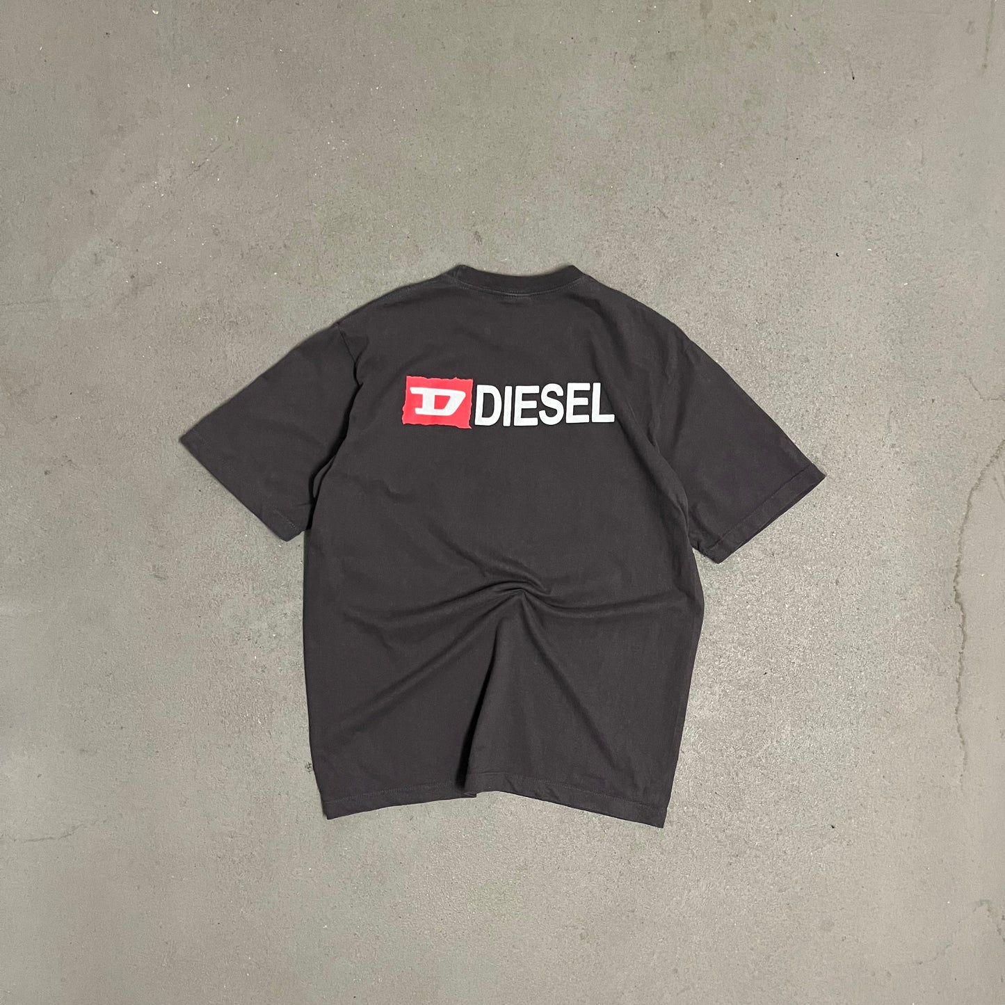 Vintage Y2K Grey Diesel Dragon Tee - L