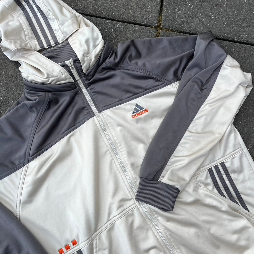 Vintage 2001 Silver Adidas Hooded Track Jacket - M