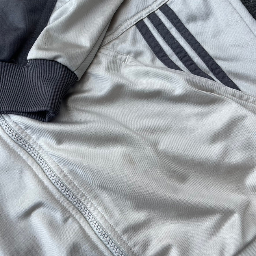 Vintage 2001 Silver Adidas Hooded Track Jacket - M