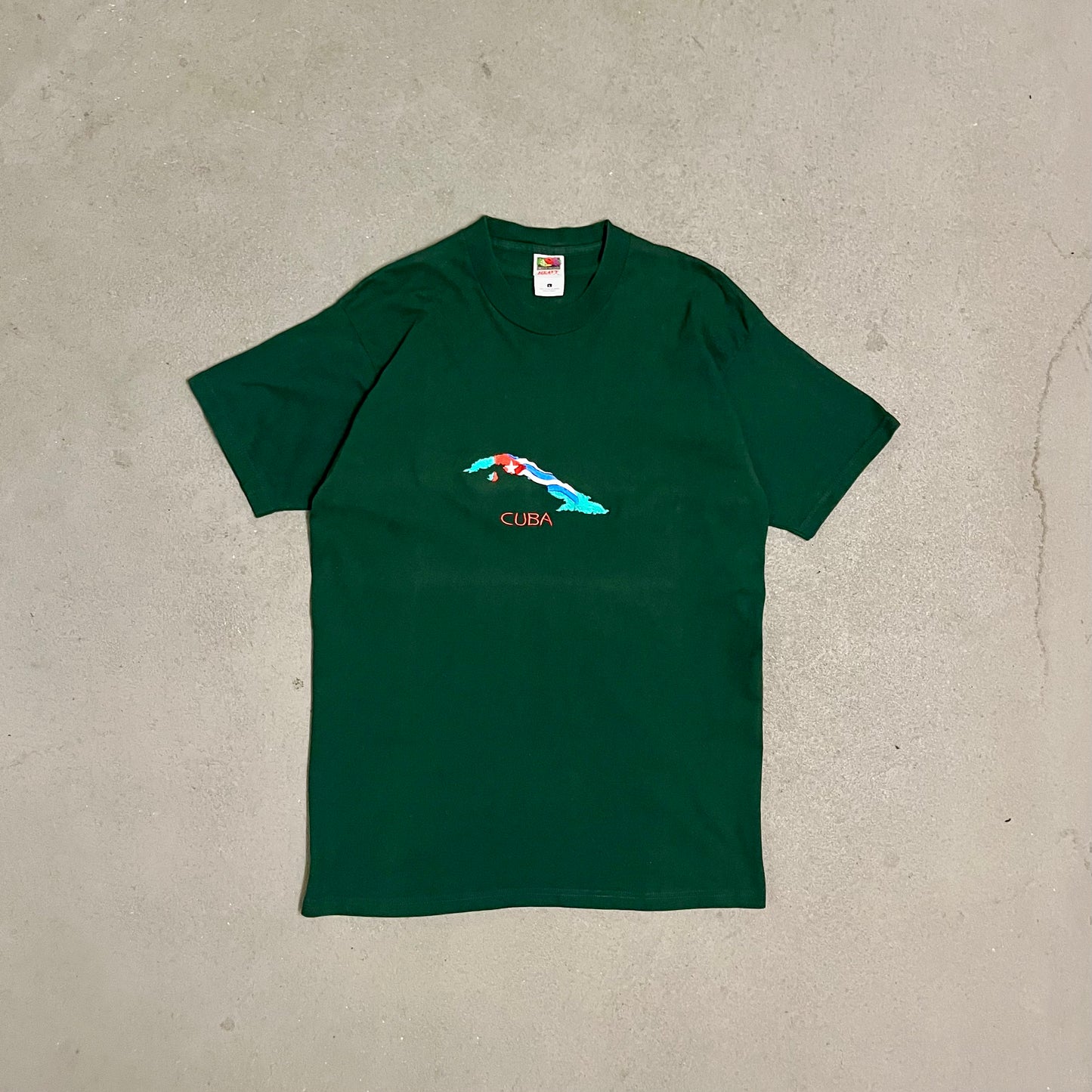 Vintage Green Fruit of the Loom Cuba Tourist Tee - L