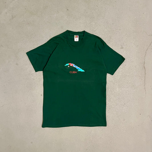 Vintage Green Fruit of the Loom Cuba Tourist Tee - L