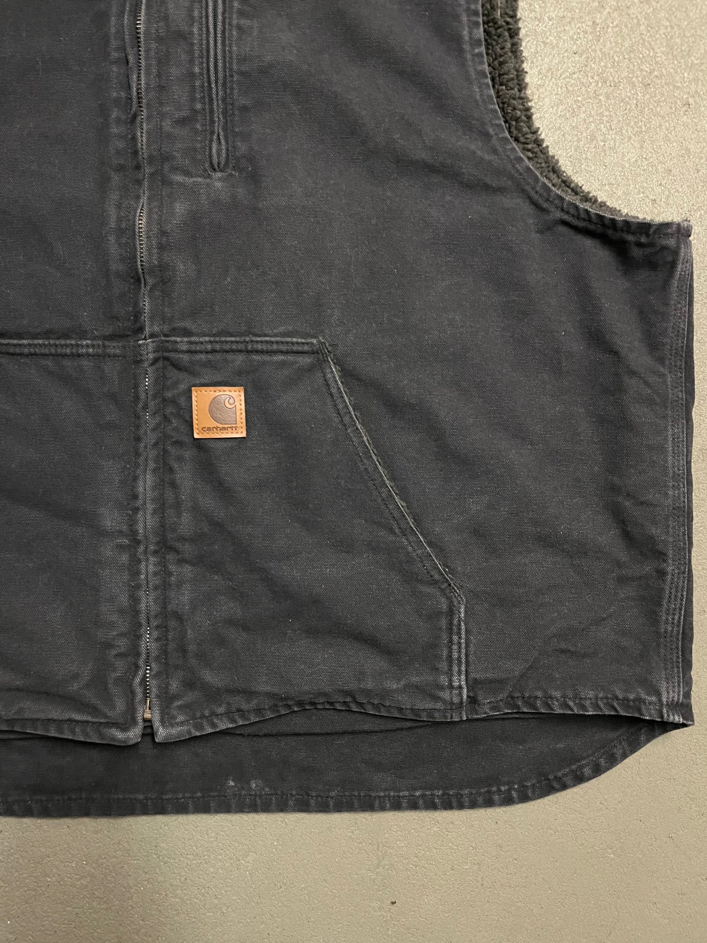 Vintage Black Faded Carhartt Vest - XL