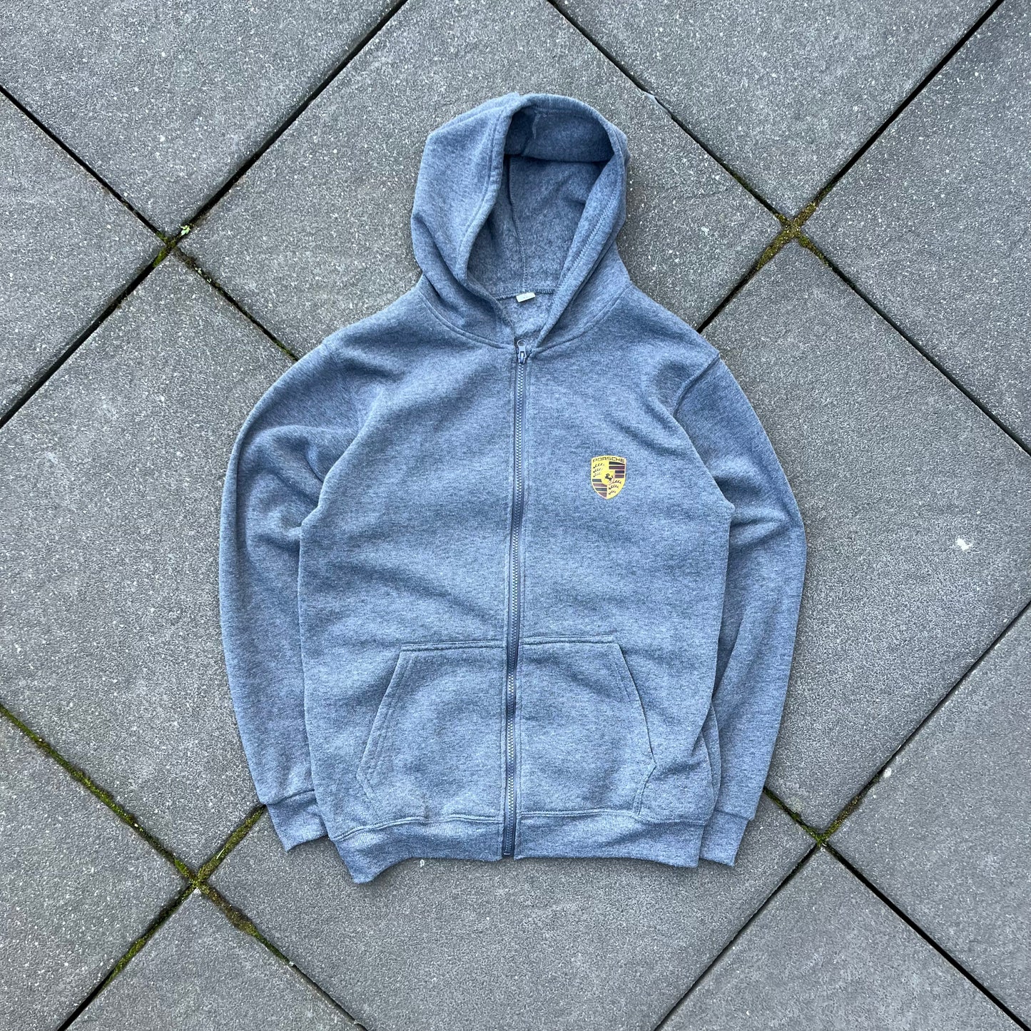 Vintage Grey Porsche Zip Hoodie - M