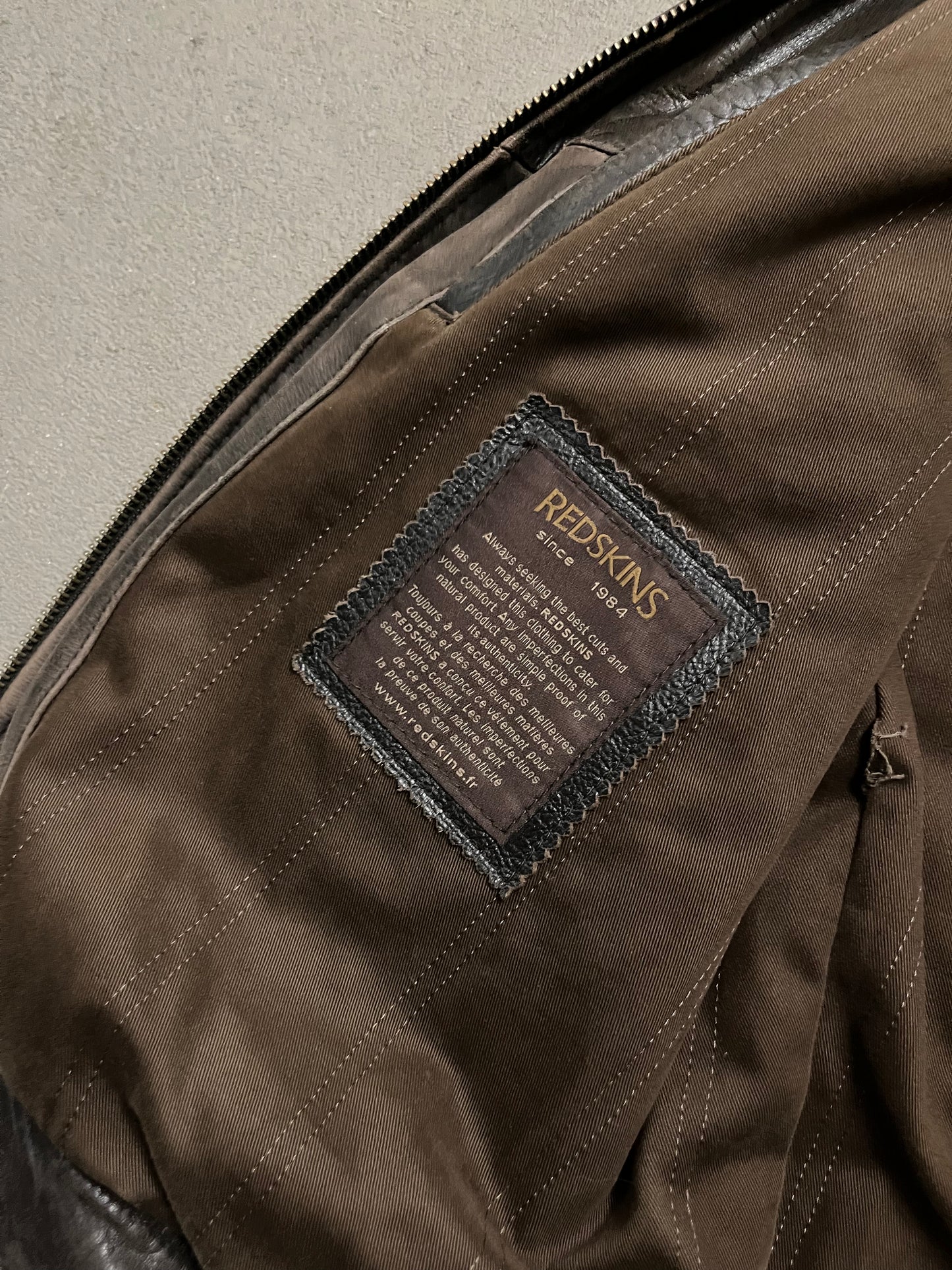 Vintage Brown Faded Redskins Leather Jacket - L