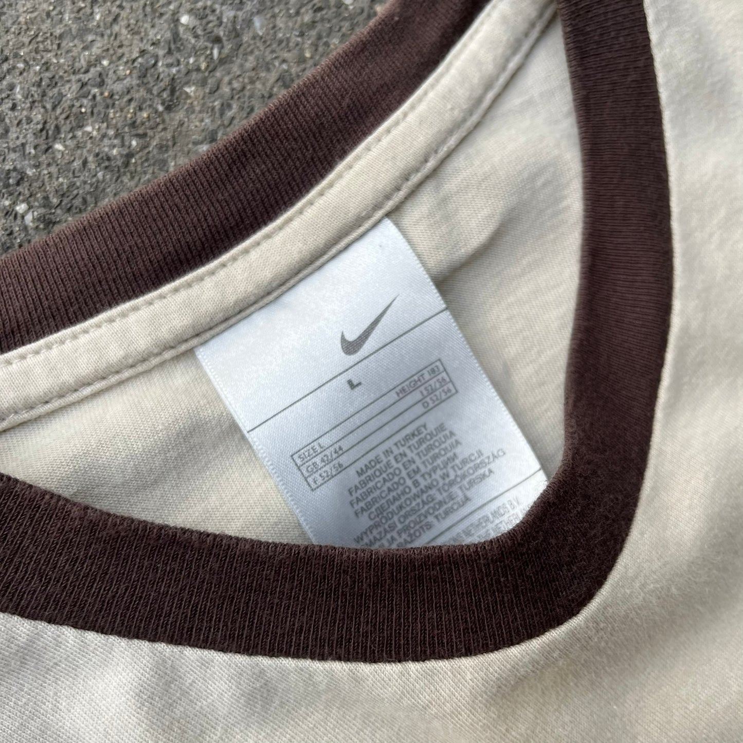 Vintage Beige Nike Ringer Tee - L