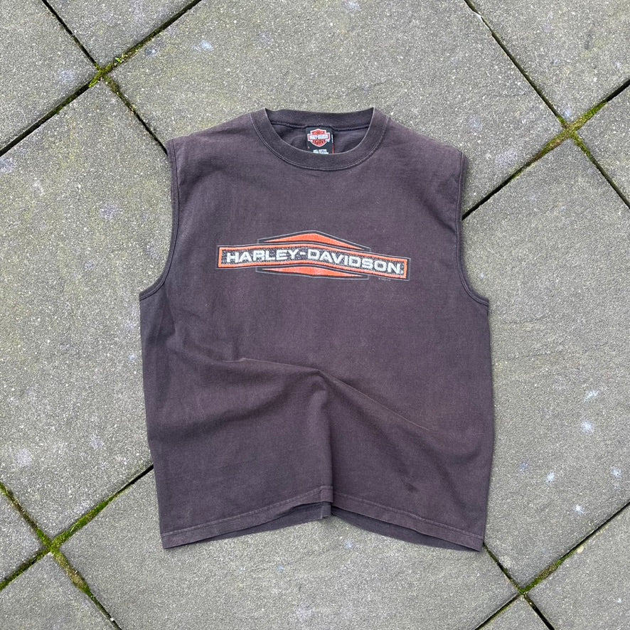Vintage Brown Faded Harley Davidson Tank Top - L