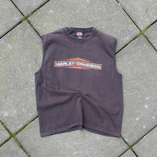 Vintage Brown Faded Harley Davidson Tank Top - L