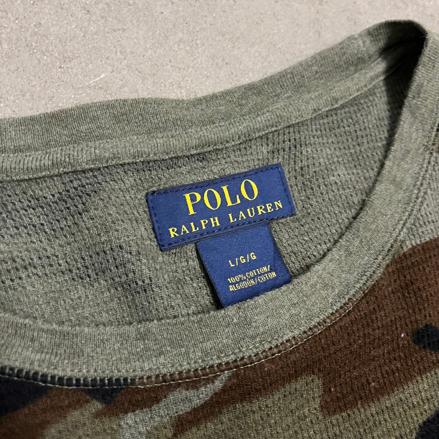 Green Camo Ralph Lauren Thermal Longsleeve - L
